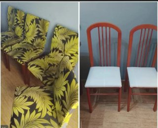Lote 6 sillas comedor tela y madera 25€
