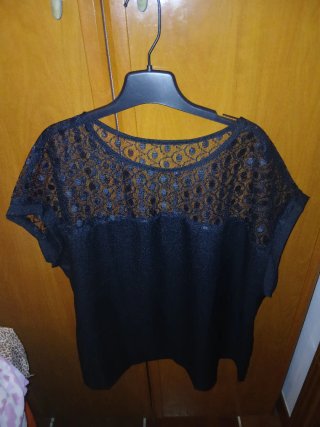 Camisa vestir negra encaje