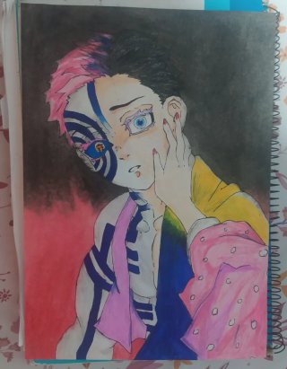 Dibujo Akaza Kimetsu no Yaiba Hecho a Mano