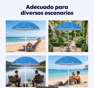 PARASOL PLAYA 170cm NUEVO - Inclinable +funda UV40