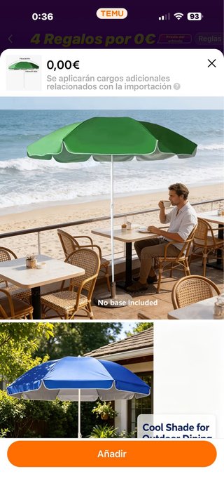 PARASOL PLAYA 170cm NUEVO - Inclinable +funda UV40