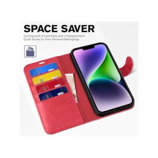 TUCCH Funda cuero iPhone 14 Plus soporte