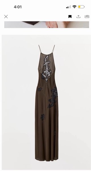Vestido largo bordado marrón