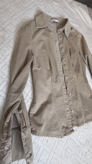Camisa pana beige Bershka
