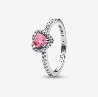 Anillo Pandora Corazón Rosa