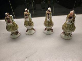 4 Figuras Cerámica Gallo Cántaro Antiguas