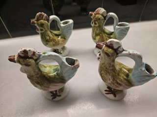 4 Figuras Cerámica Gallo Cántaro Antiguas