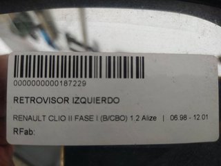 SPECCHIO RETROVISORE SINISTRO RENAULT CLIO II FASE I (B/CBO) 1.2 Alize