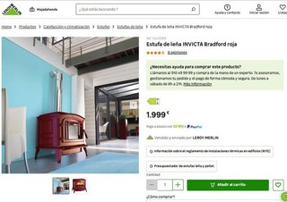 ESTUFA DE LEÑA INVICTA BRADFORD ROJA