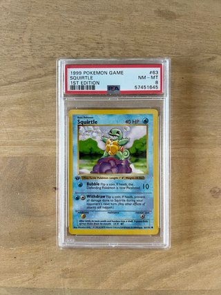 Squirtle 1st Edition #63 PSA 8 NM-MT
