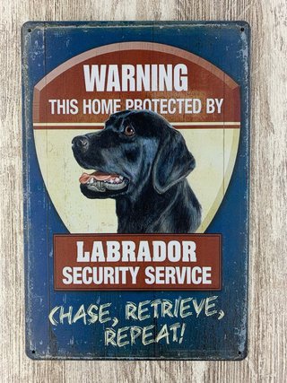 Chapa cartel avviso cane labrador