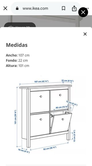 Zapatero Ikea 4 compartimentos
