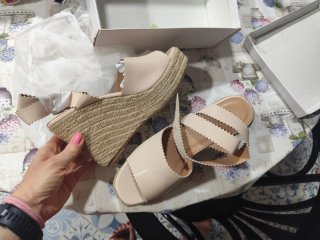 Sandalias cuña alpargatas beige