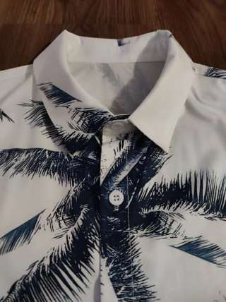 Camisa Estampada Palmeras Manga Corta Hombre