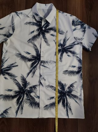 Camisa Estampada Palmeras Manga Corta Hombre
