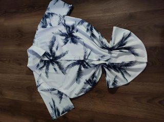 Camisa Estampada Palmeras Manga Corta Hombre