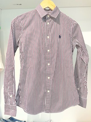 Camisa Polo Ralph Lauren Rayas Morado/Blanco