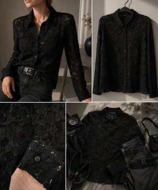 Camisa encaje Tezenis negra Talla M