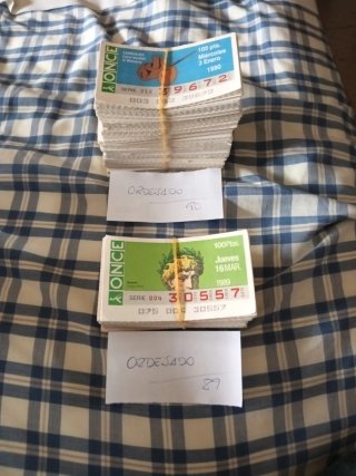 Lotería ONCE. Décimos de diferentes años.