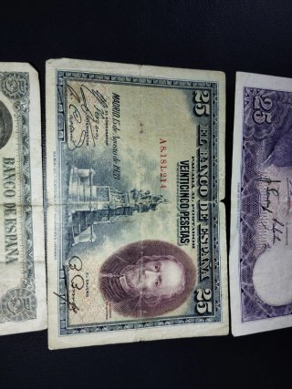 Billetes 25 y 5 Pesetas Banco de España