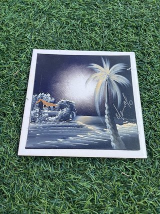 Azulejo Pintura Óleo Paisaje Playa Mar