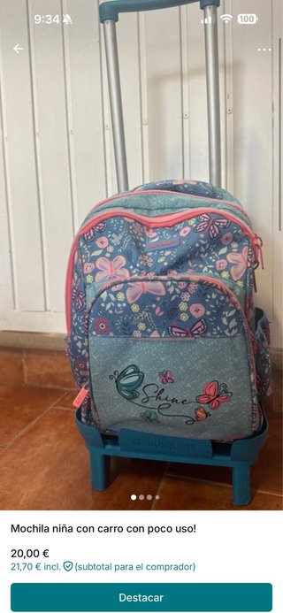Mochila niña con carro y ruedas