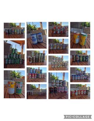 Collezione lattine tra cui Tuborg, Heineken