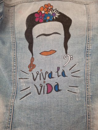 Cazadora vaquera azul PINTADA A MANO