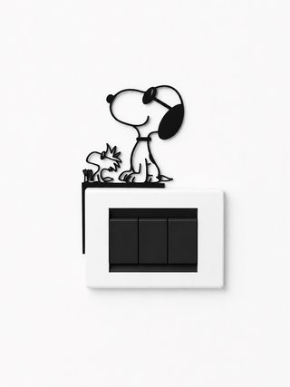 Decorazione per interruttore, Snoopy, Nero