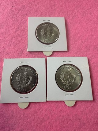 Serie 3 monedas 1 peso 1982 Cuba SC