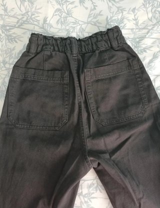 Pantalón paperbag recto negro mujer