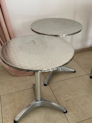 Coppia tavolini tondi bar alluminio