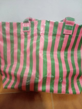 Bolso Tote Rayas Rosa y Verde