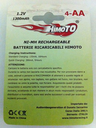 4 Batterie Ricaricabili AA 1300mAh 1.2V Himoto