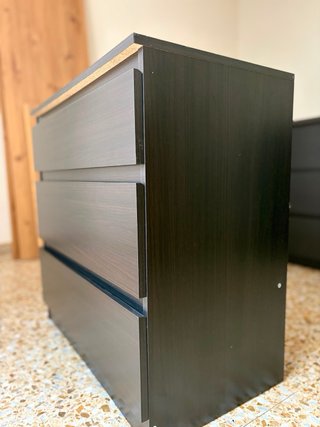 Cómoda 3 cajones Ikea madera negro/marrón