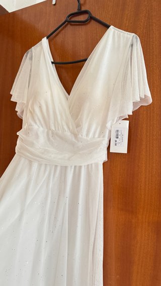 Vestido largo blanco con brillos