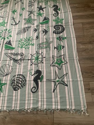 Toalha praia | Manta 210x240cm Verde Branco Azul