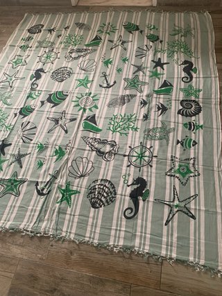 Toalha praia | Manta 210x240cm Verde Branco Azul