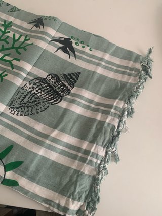 Toalha praia | Manta 210x240cm Verde Branco Azul