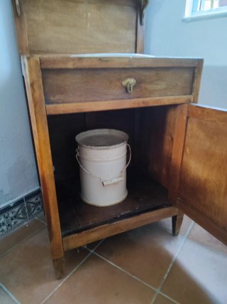 Mueble lavabo antiguo madera y porcelana
