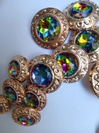 Lote Botones Joya Vintage Oro y Multicolor