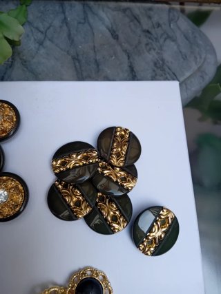 Lote Botones Joya Vintage Oro y Multicolor