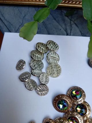 Lote Botones Joya Vintage Oro y Multicolor