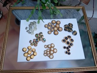 Lote Botones Joya Vintage Oro y Multicolor