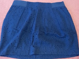 Falda Blanco azul bordada