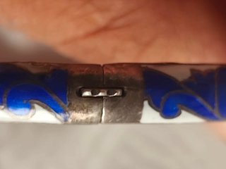 Brazalete vintage plata esmaltado azul