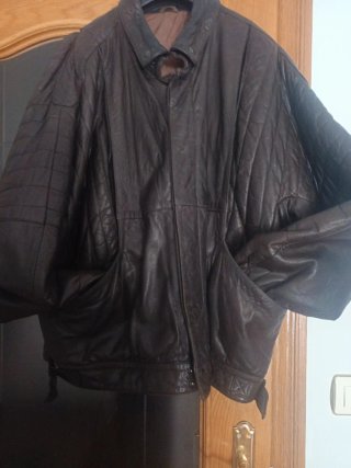 Cazadora Piel Marrón Hombre