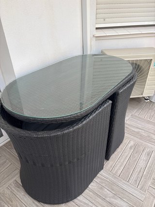 Mesa y 2 Sillas Exterior Mimbre
