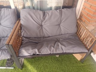 Conjunto muebles de jardín marrón y gris
