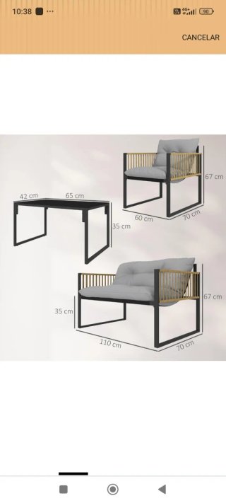 Conjunto muebles de jardín marrón y gris